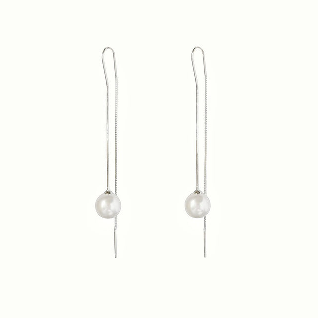 Pearl Silver Threader Earrings