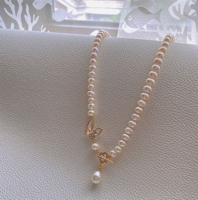 Sweet Butterfly & Pearl Necklace