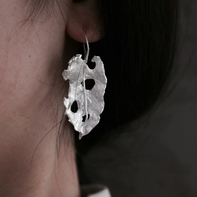 Withered Foliage Silver Earrings