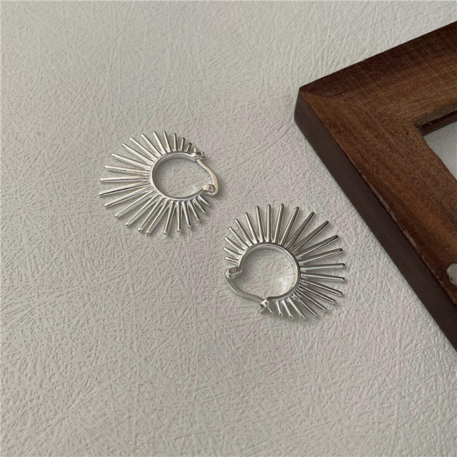 Silver Sunburnt Hoop Earrings