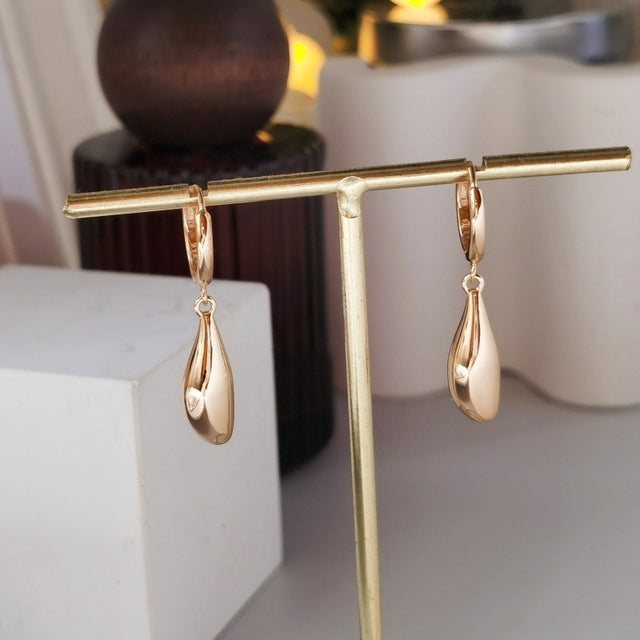 Metal Drop Hoop Earrings