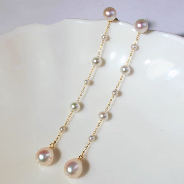 Long Pearl Drop Earrings