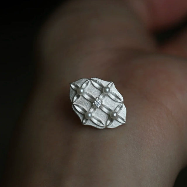 Lattice Pearl Stud Earrings