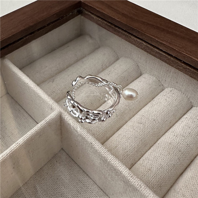 Pearl Drop Silver Ring