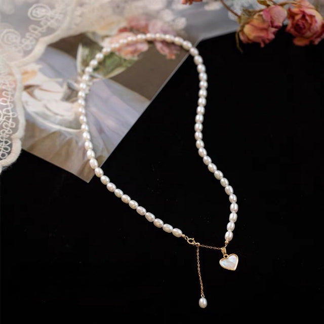 Heart Pendant Pearl Necklace