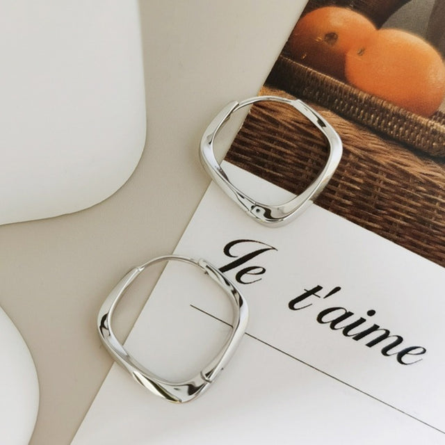 Square Silver Earrings