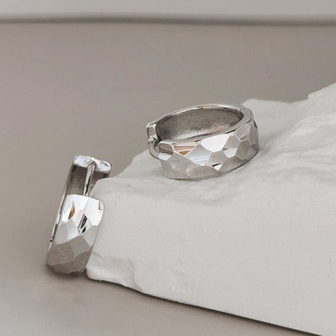 Thick Silver Hoop Earrings