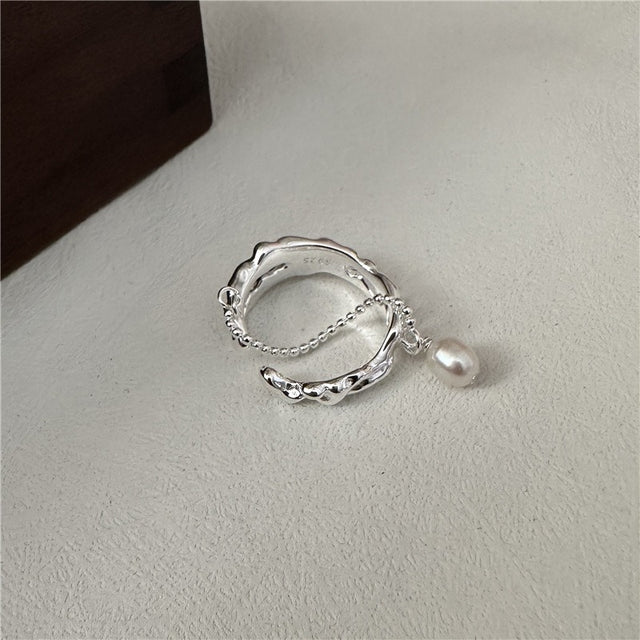 Pearl Drop Silver Ring