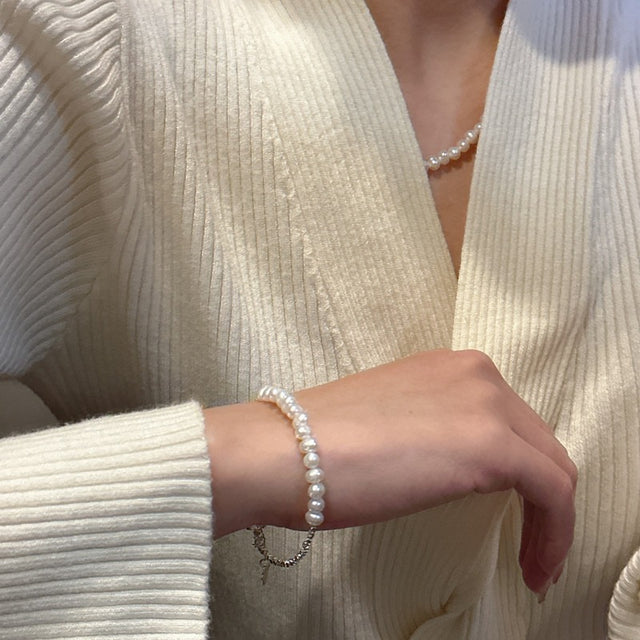 Half Silver& Pearls Bracelet