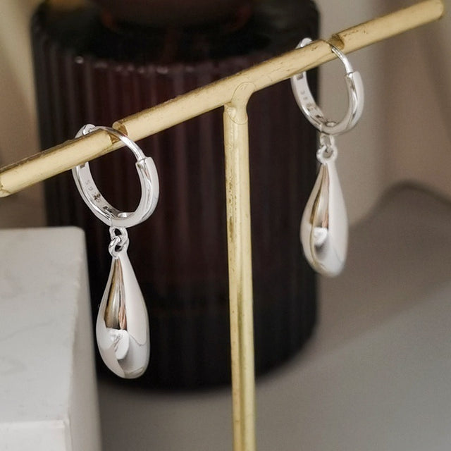 Metal Drop Hoop Earrings