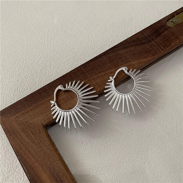 Silver Sunburnt Hoop Earrings
