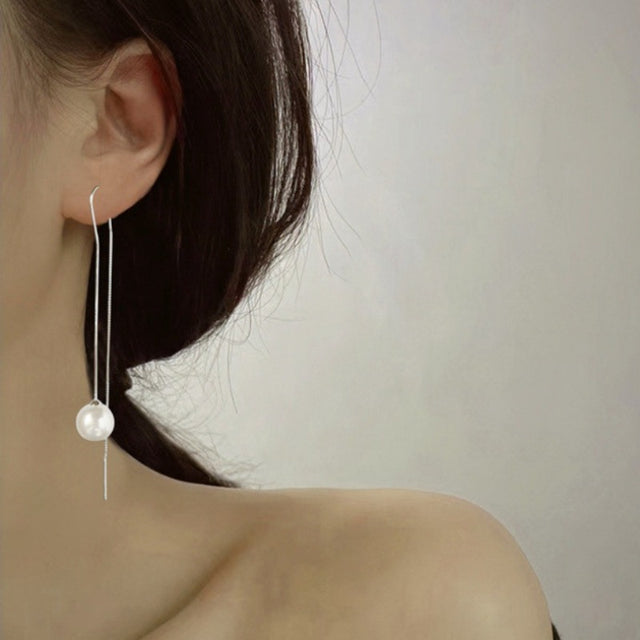 Pearl Silver Threader Earrings