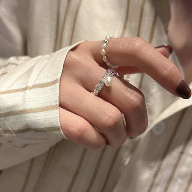 Pearl Drop Silver Ring