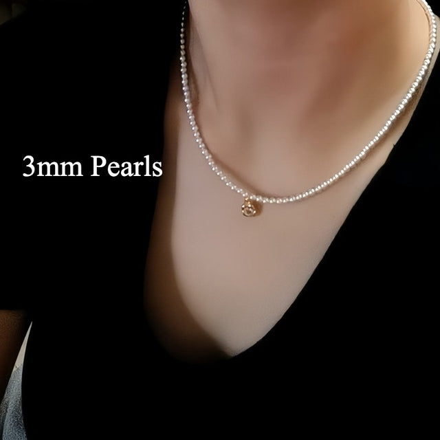 Gold Floral Pearl Necklace