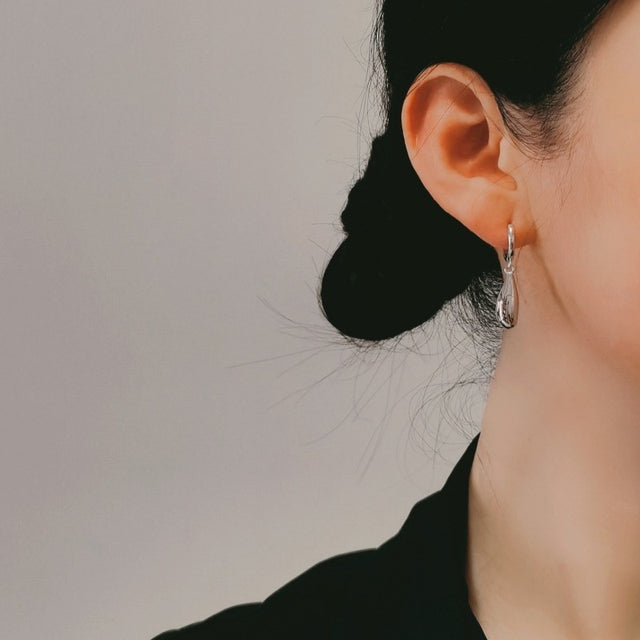 Metal Drop Hoop Earrings