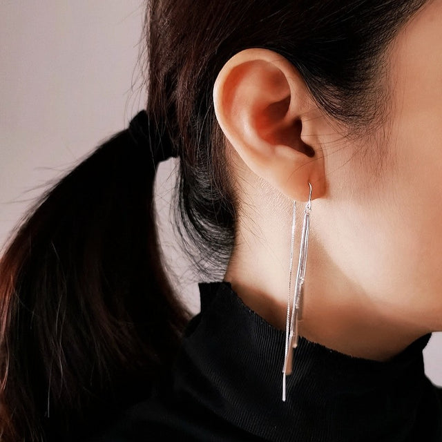 Long Linear Drop Earrings