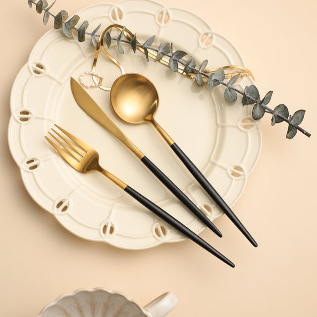 Gold & Black Scandi Cutlery Set