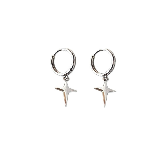 Star Drop Hoop Earrings