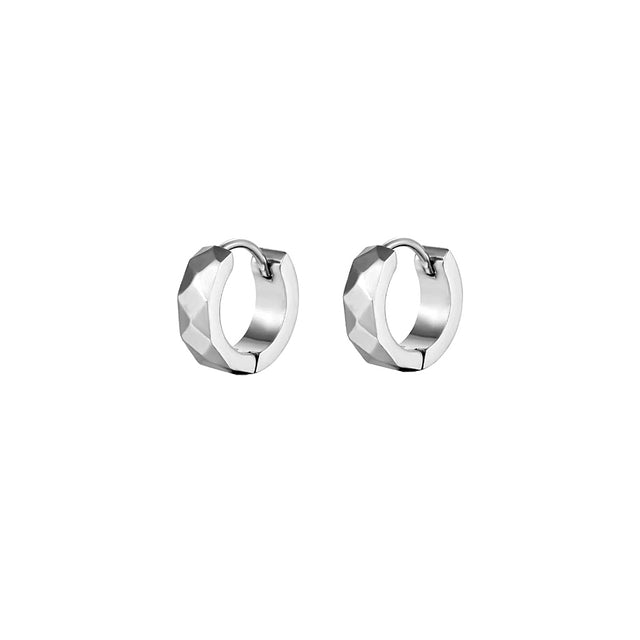 Thick Silver Hoop Earrings
