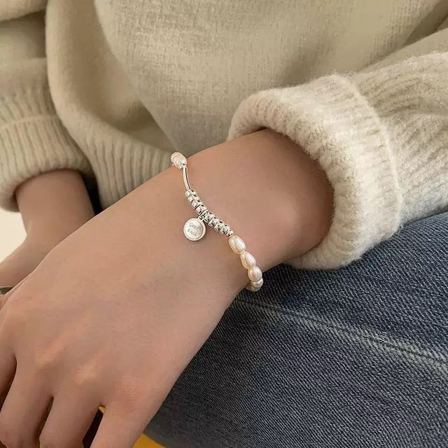 Pearl with Lucky Silver Coin Bracelet
